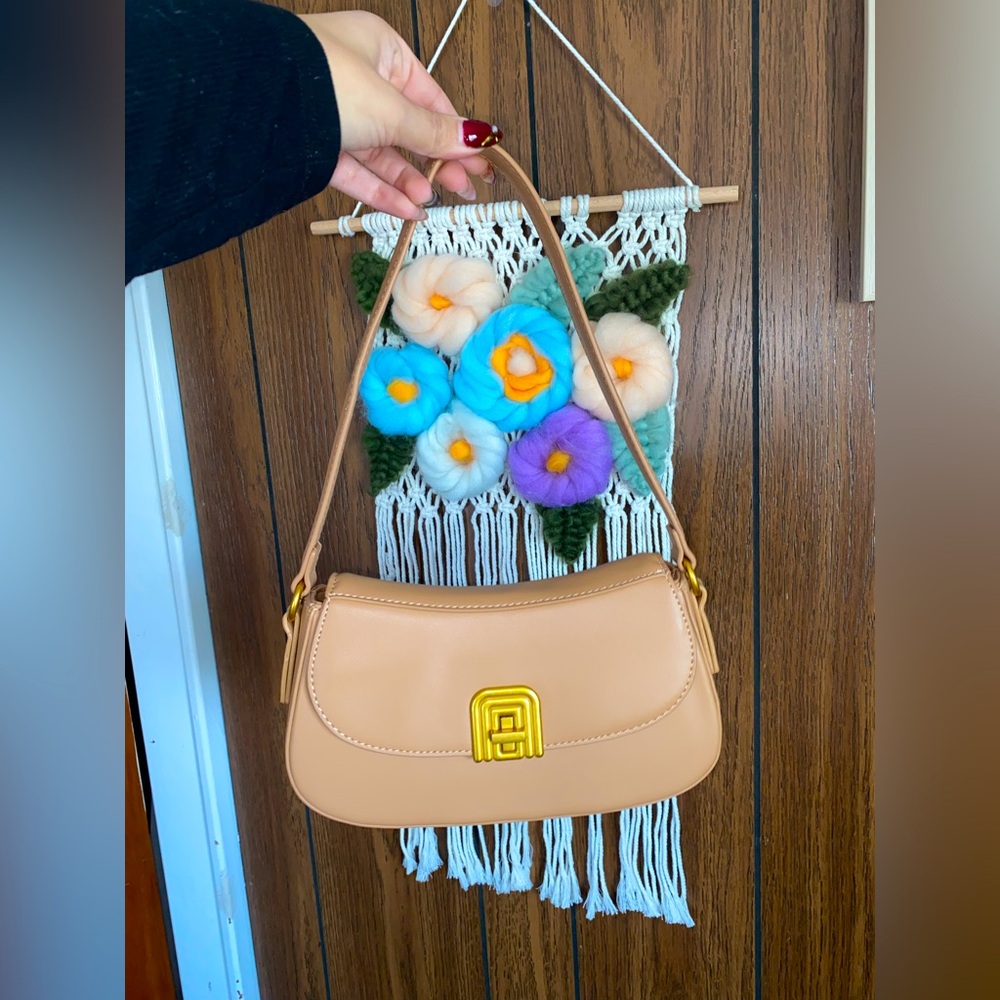 Mystique Tan and Gold Shoulder Bag